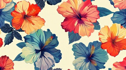 Colorful Hibiscus Flower Pattern