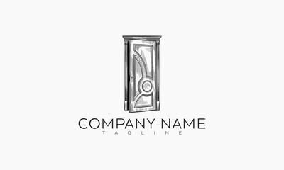 A Black and White Illustration of a Doorway