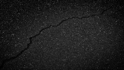 Abstract background with black wall or asphalt road texture with crack for web banner template or wallpaper design
