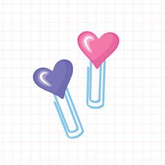 Heart paper clips. Vector Illustration for printing, backgrounds, covers and packaging. Image can be used for greeting cards, posters, stickers and textile. Isolated on white background.