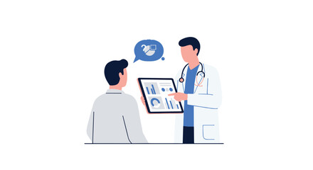 Empathetic Healthcare Consultation Doctor Providing Detailed Medical Guidance and Personalized Care to a Patient with Data