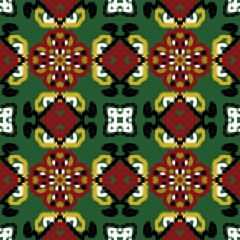 A Wonderful Holiday ikat Decoration - Seamless Pattern - Colorful ikat Xmas - Wrapping Paper ikat design - Fabrics and paper printing ikat pattern - Surface pattern - Holiday background Xmas
