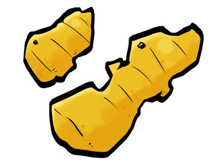 生姜のイラスト（筆タッチ・香味野菜）シンプル / Hand-painted Ginger Illustration in Brush Style	