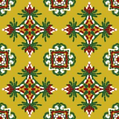 Holiday Colorful Ikat Seamless Pattern - Holiday Ikat Seamless Design - Oriental Decor Ikat - Pattern Seamless - Home and decor wall paper -  Wrapping paper design - Christmas decor ikat - Wall Art