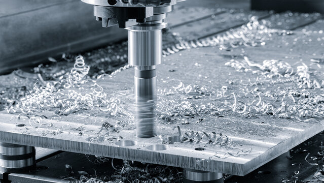 Modern programmable metalworking CNC multifunctional milling drilling grinding tool automatic machine, industrial concept background