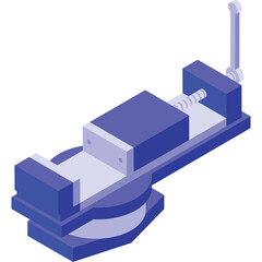 Blue Vise Tool For Holding Objects In A Workshop Or Factory With A Swivel Base And Lever Handle On A Transparent Background