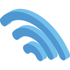 Blue Wi-Fi Signal Icon With Three Arcs On A Transparent Background Representing Wireless Connectivity And Network Signal Strength In A Modern Digital Aesthetic
