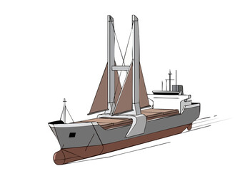 A stylized illustration of 'Sea Power Ease,' a sailing vessel with towering supports. Clean lines and a nautical aesthetic create a visually appealing design suitable for commercial use.