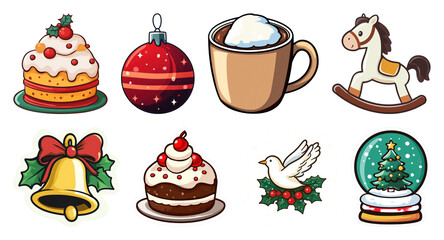 PNG Festive holiday icons collection, element set on transparent background