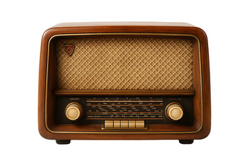 Classic Wooden Retro Radio Isolated on a Transparent Background