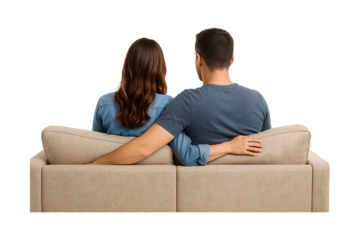 Couple Relaxing Together on Sofa Isolated on a Transparent Background