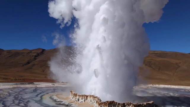 awe inspiring 4K footage El Tatio geysers northern Chile steam plumes rising desert sunrise showcasing geothermal wonder natural beauty Atacama