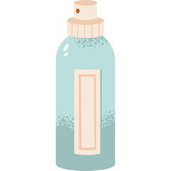 Aqua Blue Spray Bottle with Cream Cap and Blank Label Area Ideal for Cosmetics or Cleaning Products with a Simple Modern Design