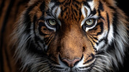 Fototapeta premium Intense close up portrait captures the piercing gaze of a large feline predator