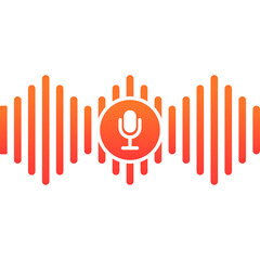 Audio Waveform Visualization With Microphone Icon Orange Gradient Digital Sound Representation Abstract Technology Concept