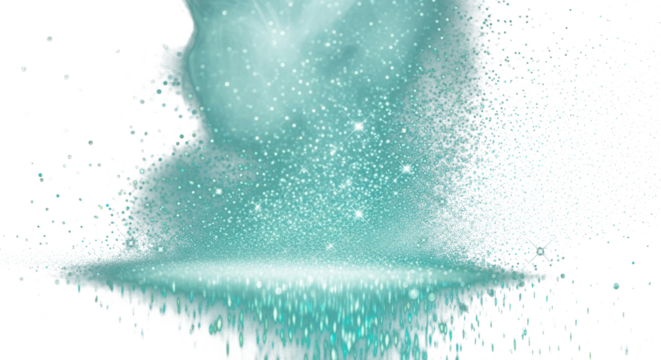 Teal and turquoise luxury glitter sparkle light with soft smoke diffusion on black background, glowing ethereal reflection, elegant cool-toned illumination, cinematic studio lighting fo clean PNG