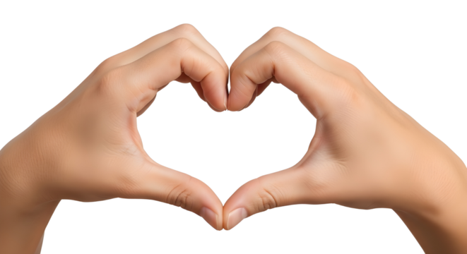 Hands forming heart shape isolated PNG with Transparent Background
