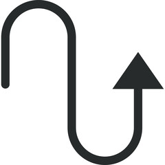 Black S Shaped Arrow Icon With Transparent Background Indicating Upward Direction And Progress
