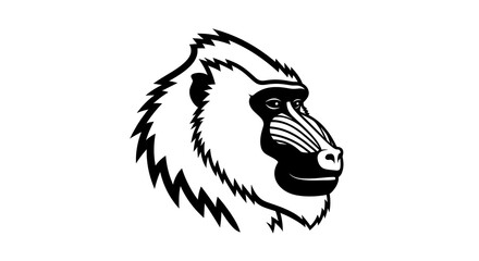 Obraz premium Mandrill profile isolated monochrome illustration