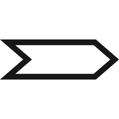 Black Outlined Arrow Shape With Empty White Space For Text On Transparent Background