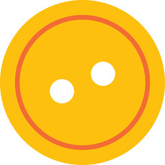 Bright Yellow Circular Sewing Button With Two White Holes Isolated On White Background Clean Design