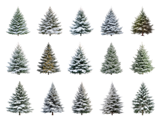 PNG Snowy evergreen trees collection, element set on transparent background