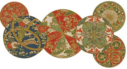 Vintage Circular Decorative Patterns with Intricate Floral and Geometric Designs.
