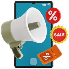 3D illustration of Marketing for digital shops, UI design, apps, marketplaces, showcasing online shopping visuals HD.