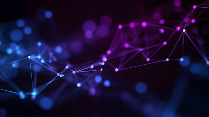 Abstract glowing network structure flows across a dark digital background with neon illumination