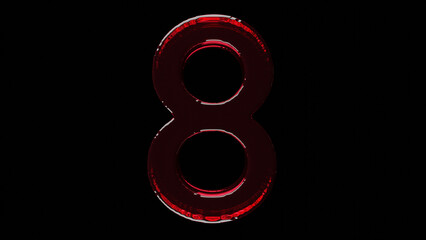 3d red number eight