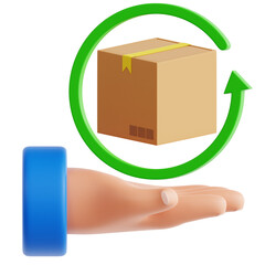 Professionally rendered 3D icon pack of return symbols, perfect for e-commerce, refunds, product exchanges, and online shopping visuals.