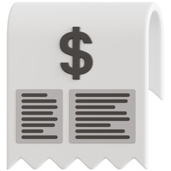 Professionally rendered 3D icon pack of shopping receipts, ideal for e-commerce, billing, invoices, and digital purchase illustrations.