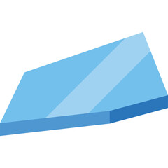 Blue Glass Slab Angled Perspective With Clean Edges and Reflective Surface on White Background