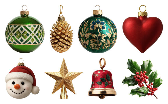 PNG Festive Christmas ornament collection, element set on transparent background