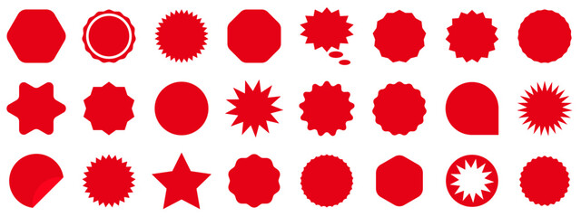 Set of sale sticker, price tag, starburst, quality mark, sunburst badgesa and retro stars.