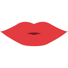 Bold Red Lips With A Darker Red Center On A White Transparent Background Representing Kiss And Passion