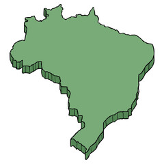 Brazil map illustration hand drawn isolated vector