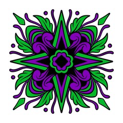 Ornamental mandala rounded color pattern