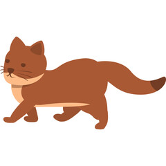 Brown Cat Walking with Transparent Background Simple Cartoon Style Flat Design Vector Illustration