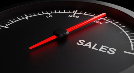 Business performance indicator showing sales reaching a high level