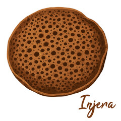 injera in watercolor illustration style, isolated vector on transparent background