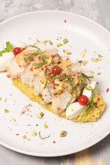 Curry Rice, Chicken Breast, and Cherry Tomatoes