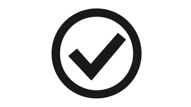 Professional dark gray checkmark icon within a circle signifying approval, success, or completion, perfect for modern digital interfaces and business presentations