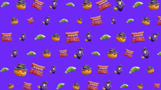Halloween seamless pattern spooky scary festive cartoon holiday suitable for seasonal design, party invitations, or digital backgrounds