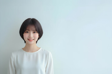 上半身の微笑む美しい女性