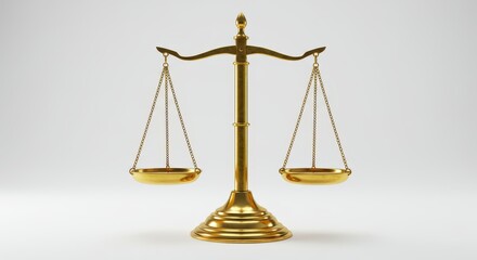 Ornate golden balance scale sits level against a muted background