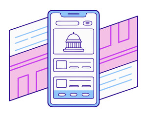 Holographic tax filing mobile ui vector illustration scalable eps icon vector