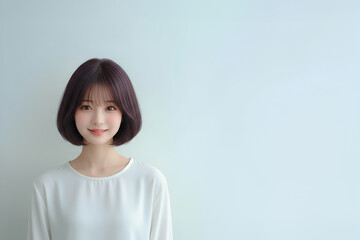 白いシャツを着た微笑む美しい女性