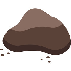 Brown Mud Lump with Small Dirt Clumps on Transparent Background Illustration