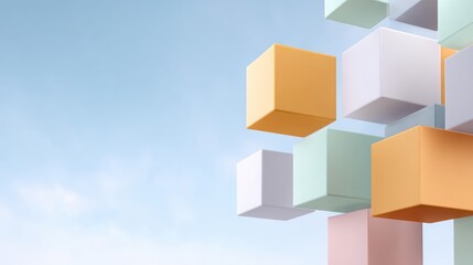 Fototapeta premium cross functional team collabora Abstract geometric shapes against a clear sky create a modern, artistic visual composition.